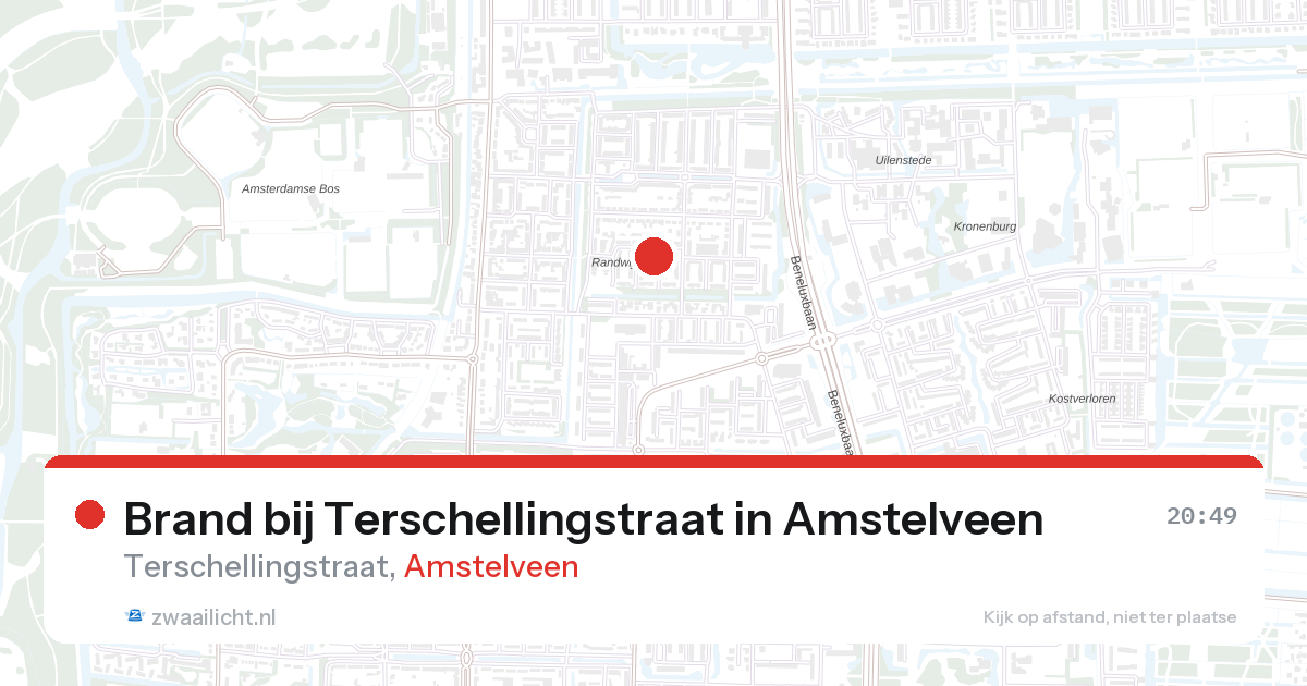 Brand bij Terschellingstraat in Amstelveen — 28 aug 2026