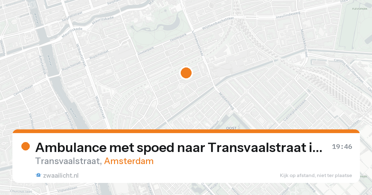 Ambulance met spoed naar Transvaalstraat in Amsterdam — 18 aug 2026