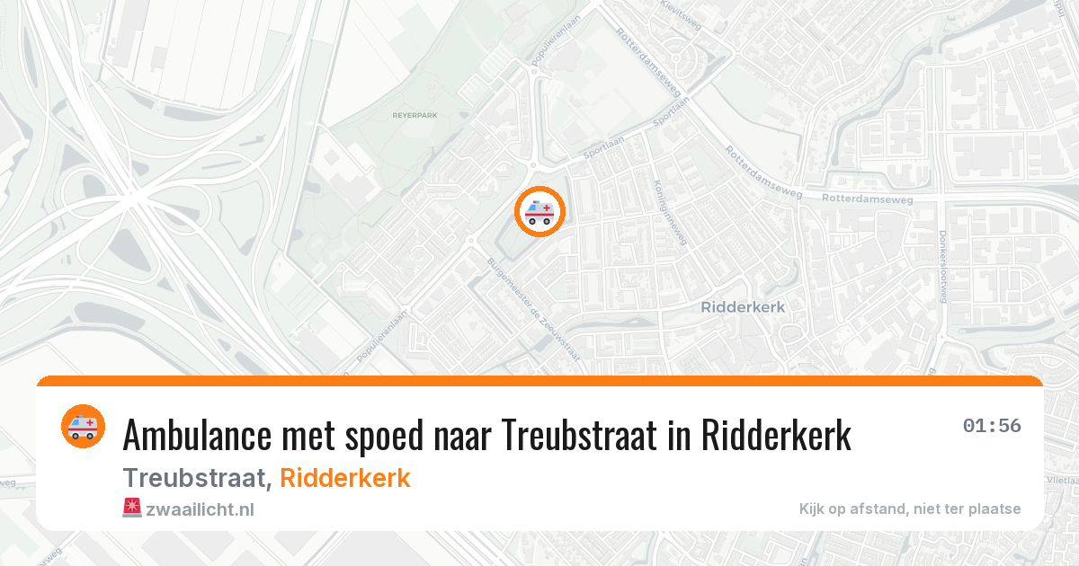 Ambulance met spoed naar Treubstraat in Ridderkerk — 5 aug 2026