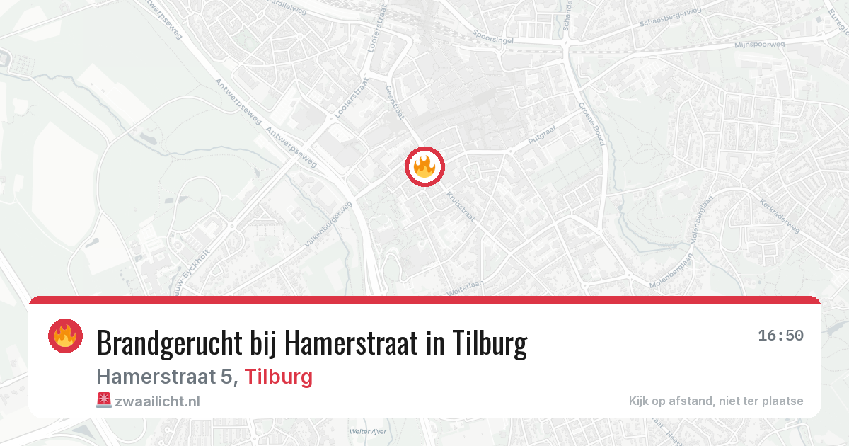 Brandgerucht bij Hamerstraat in Tilburg — 12 aug 2026