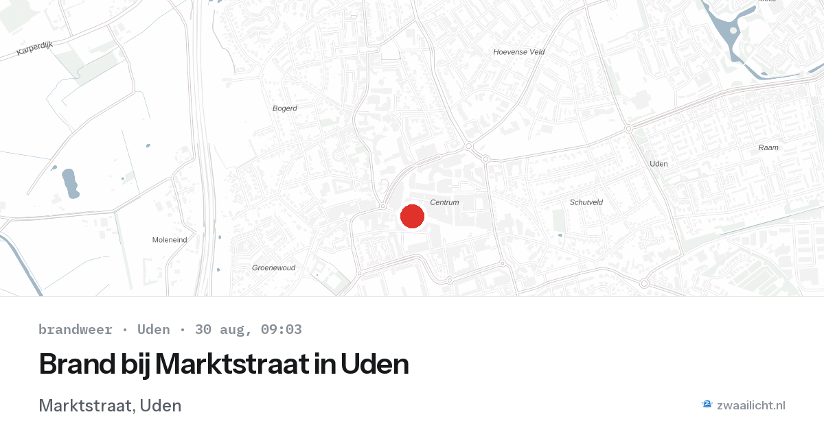 Brand bij Marktstraat in Uden — 30 aug 2026