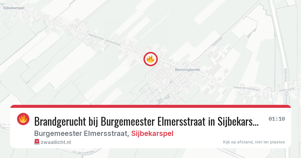 Brandgerucht bij Burgemeester Elmersstraat in Sijbekarspel — 1 jun 2026