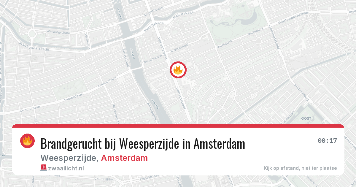 Brandgerucht bij Weesperzijde in Amsterdam — 27 jun 2026