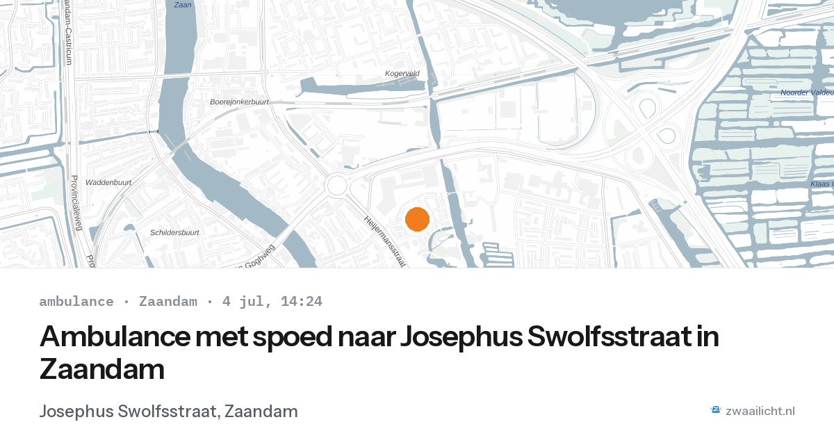Ambulance met spoed naar Josephus Swolfsstraat in Zaandam — 4 jul 2026