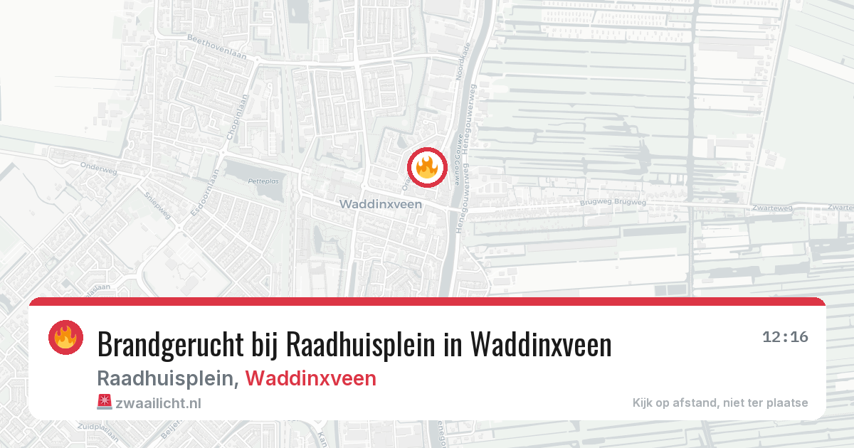 Brandgerucht bij Raadhuisplein in Waddinxveen — 2 jun 2026