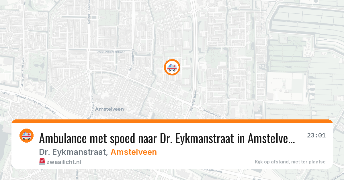 Ambulance met spoed naar Dr. Eykmanstraat in Amstelveen — 19 jun 2026