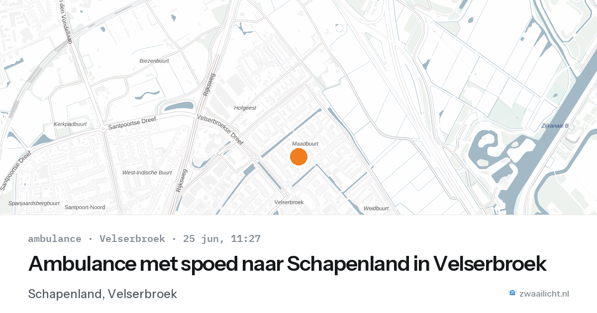 Ambulance met spoed naar Schapenland in Velserbroek — 25 jun 2026