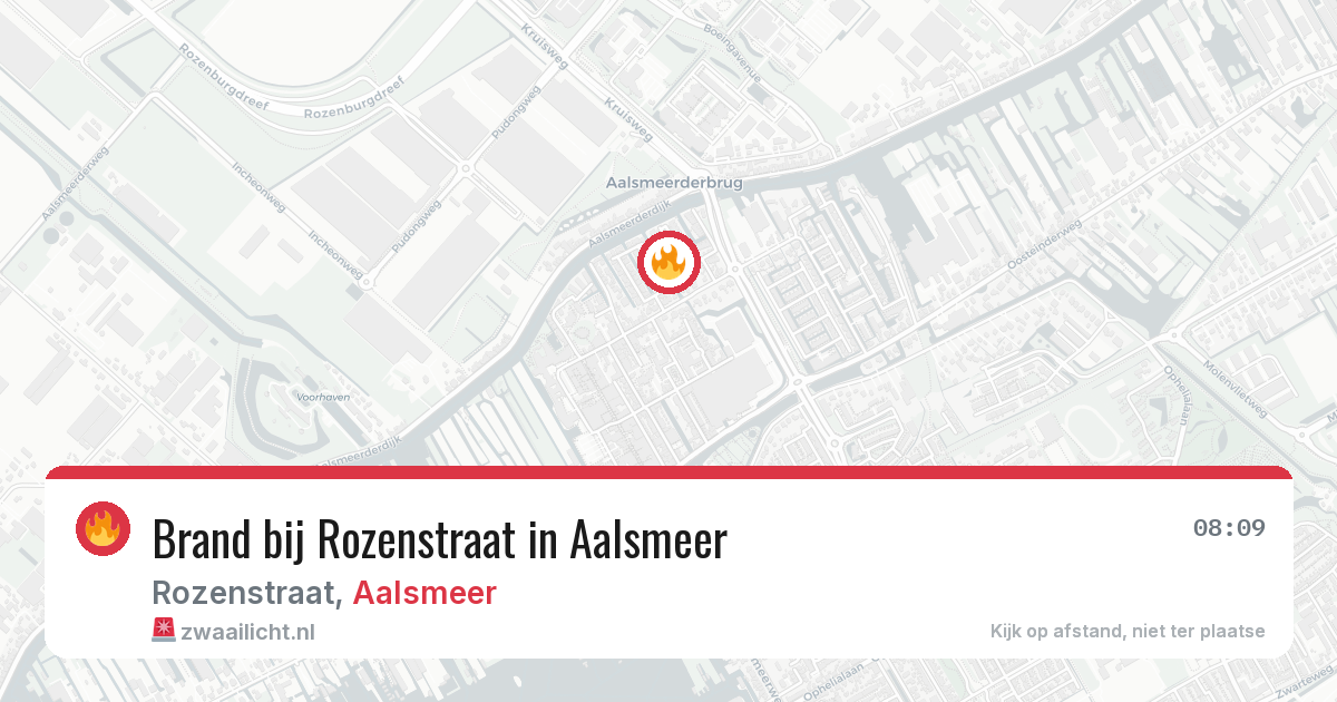 Brand bij Rozenstraat in Aalsmeer — 9 jul 2026