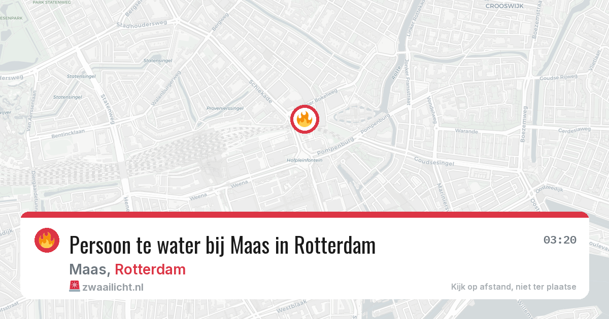 Persoon te water bij Maas in Rotterdam — 10 aug 2026