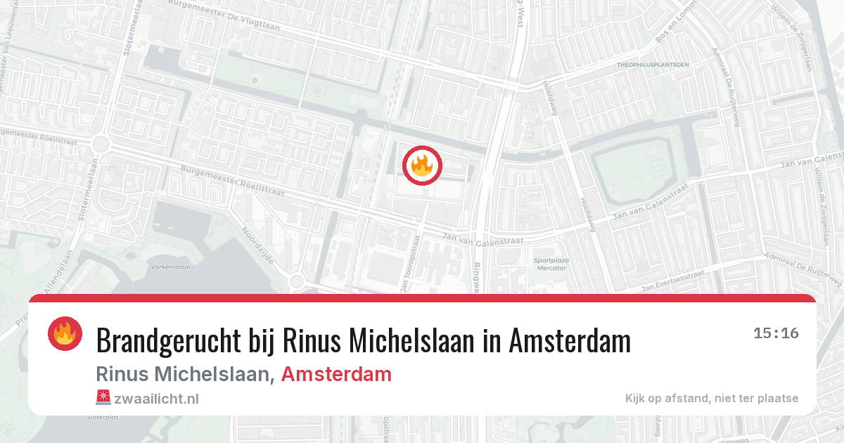 Brandgerucht bij Rinus Michelslaan in Amsterdam — 19 jun 2026