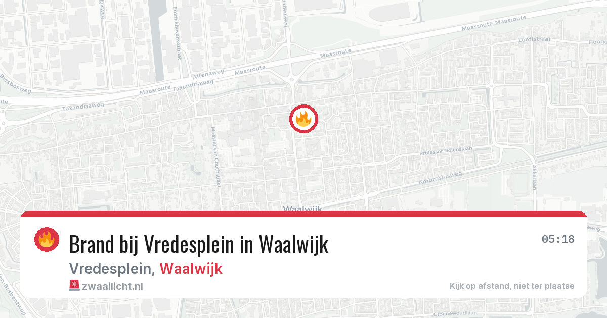 Brand bij Vredesplein in Waalwijk — 26 jun 2026