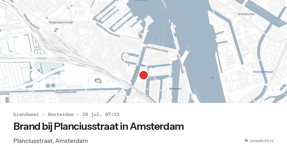 Brand bij Planciusstraat in Amsterdam — 20 jul 2026