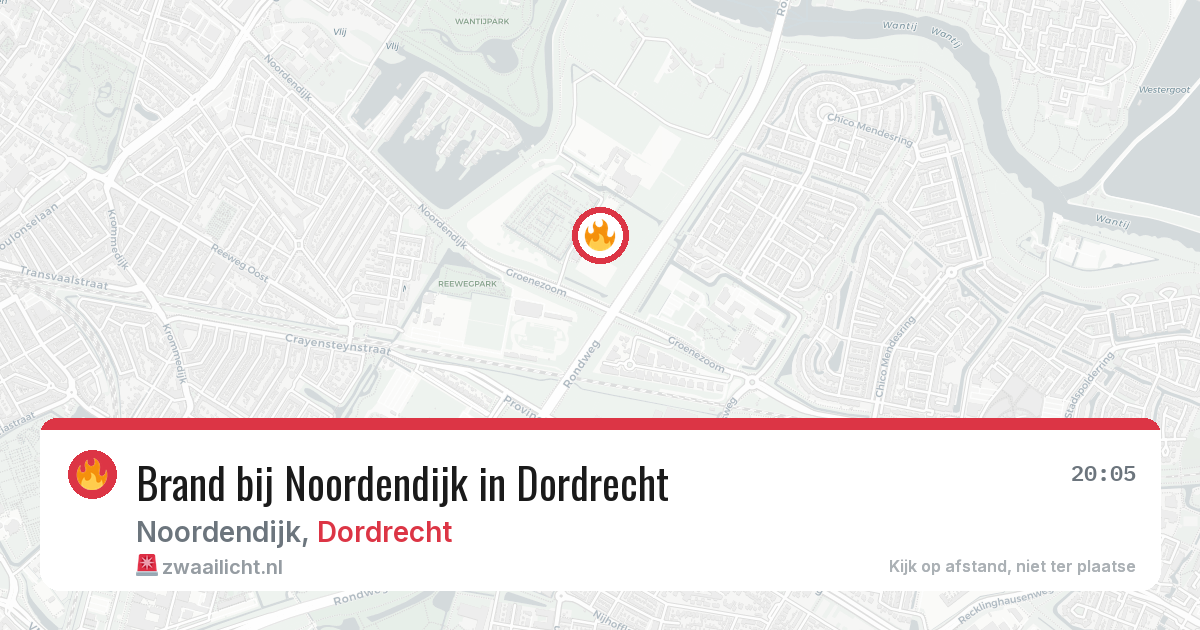 Brand bij Noordendijk in Dordrecht — 12 aug 2026