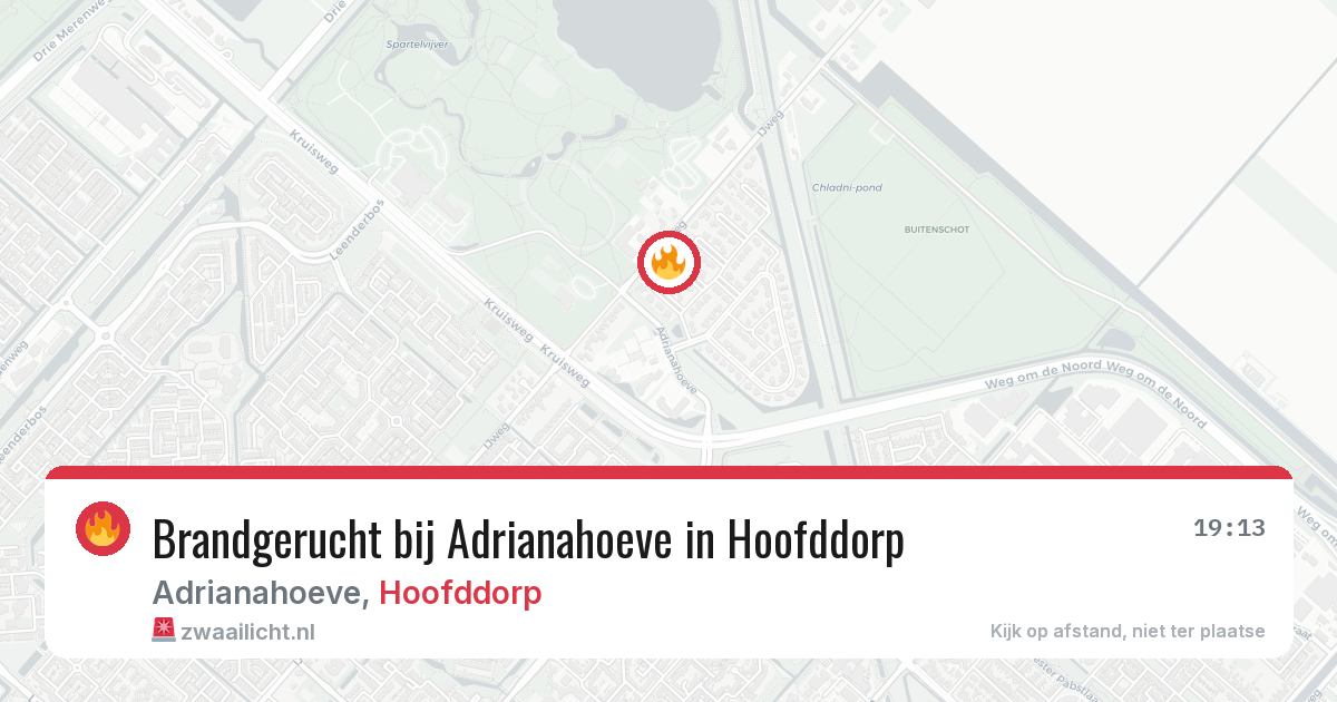 Brandgerucht bij Adrianahoeve in Hoofddorp — 30 jun 2026
