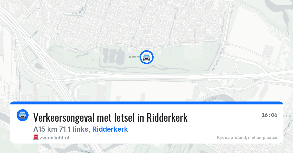 Verkeersongeval met letsel in Ridderkerk — 11 aug 2026