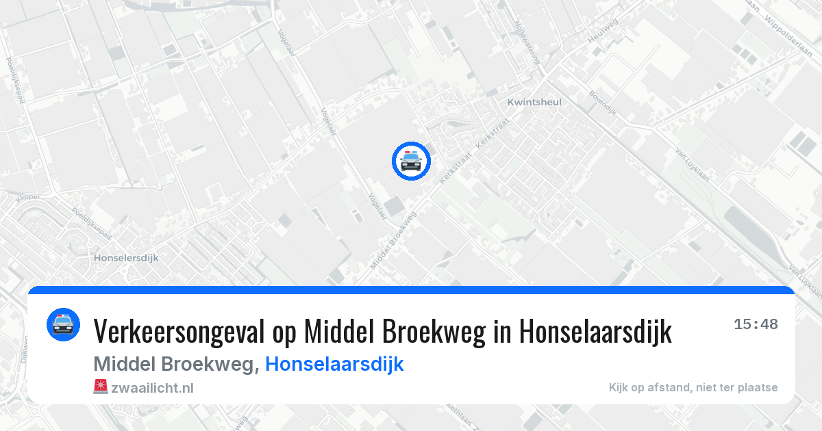 Verkeersongeval op Middel Broekweg in Honselaarsdijk — 25 mrt 2026