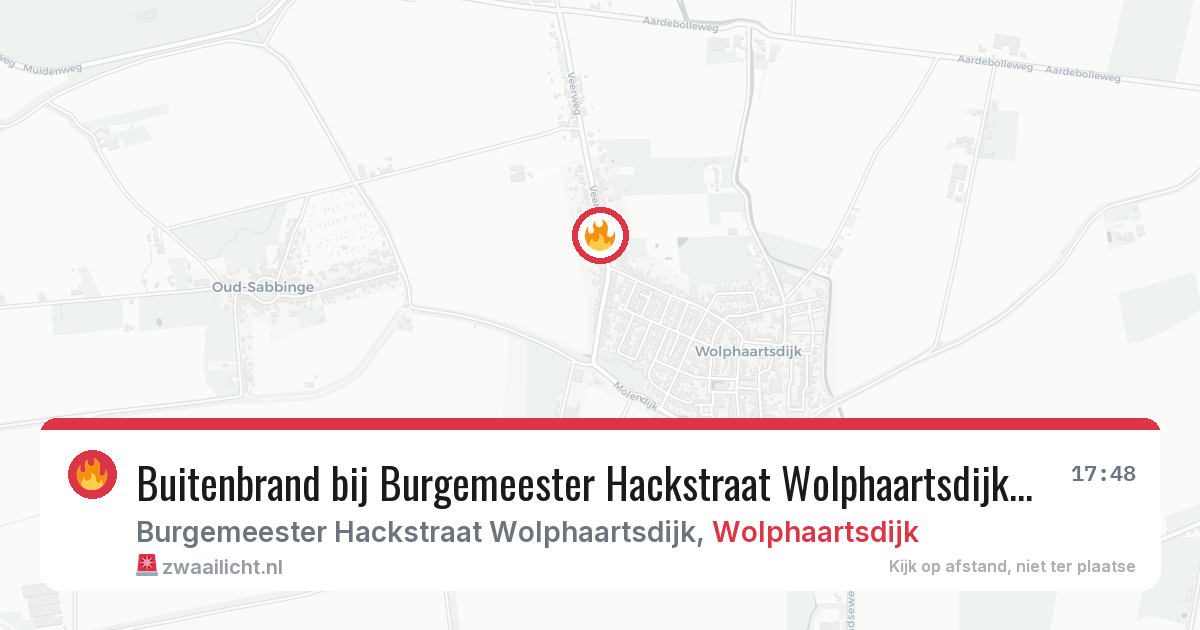 Buitenbrand bij Burgemeester Hackstraat Wolphaartsdijk in Wolphaartsdijk — 20 jun 2026