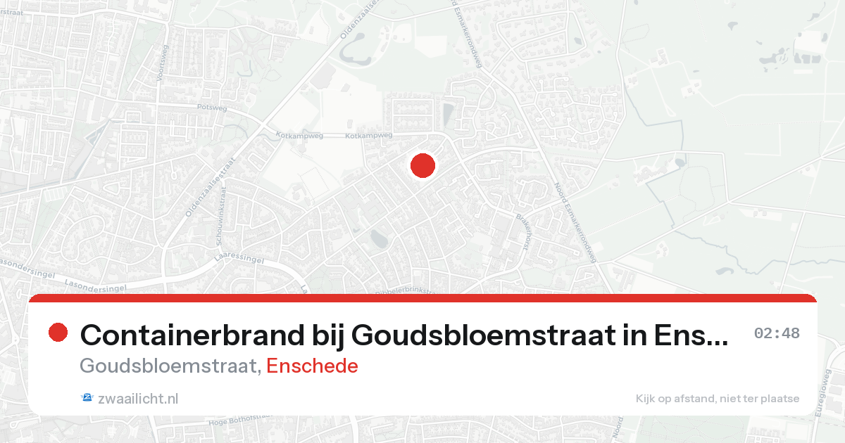Containerbrand bij Goudsbloemstraat in Enschede — 17 aug 2026