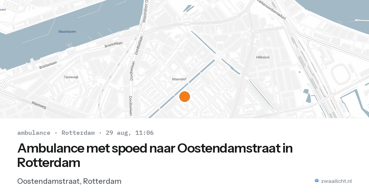 Ambulance met spoed naar Oostendamstraat in Rotterdam — 29 aug 2026