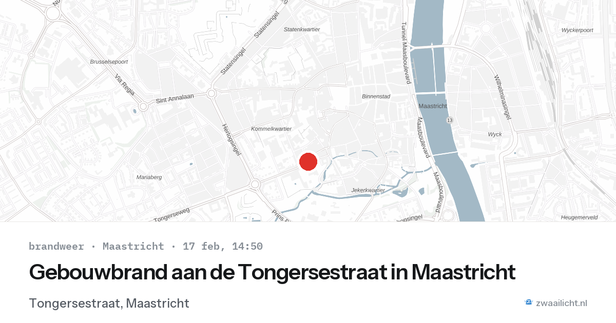 Gebouwbrand aan de Tongersestraat in Maastricht — 17 feb 2026