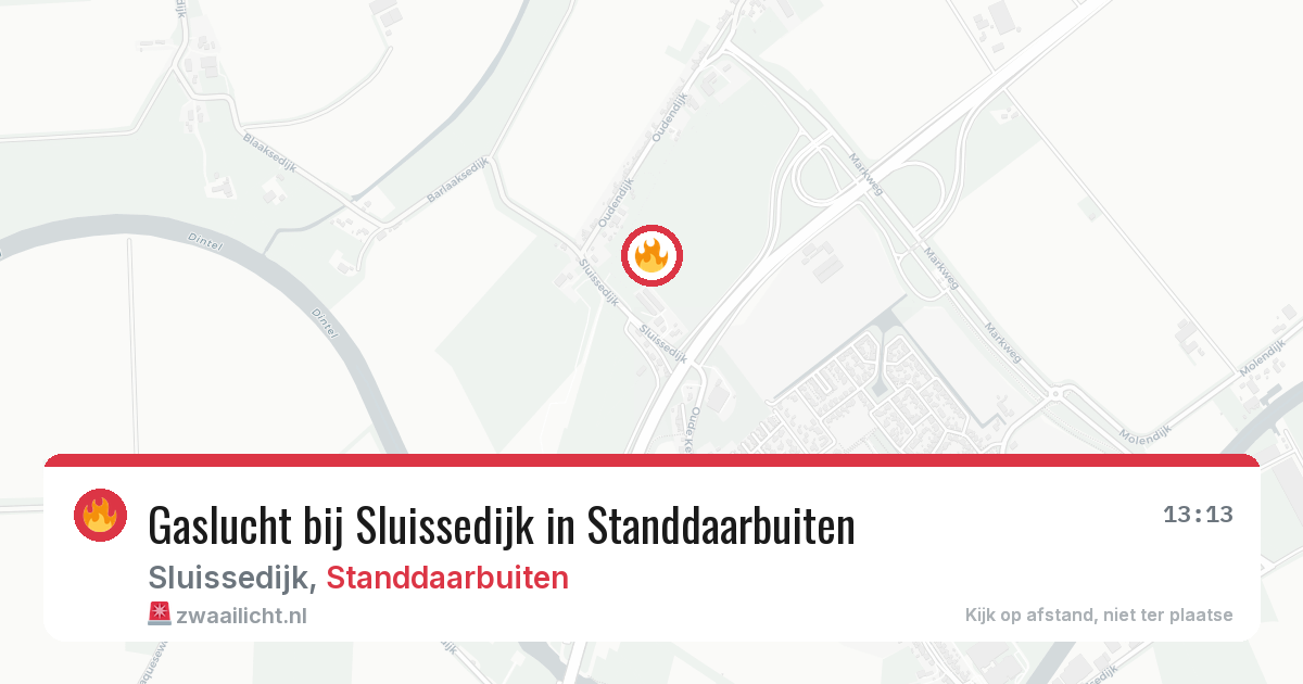 Gaslucht bij Sluissedijk in Standdaarbuiten — 9 apr 2026