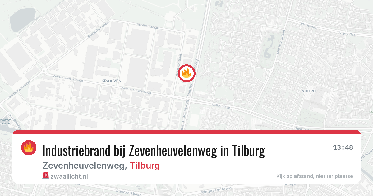 Industriebrand bij Zevenheuvelenweg in Tilburg — 13 mei 2026