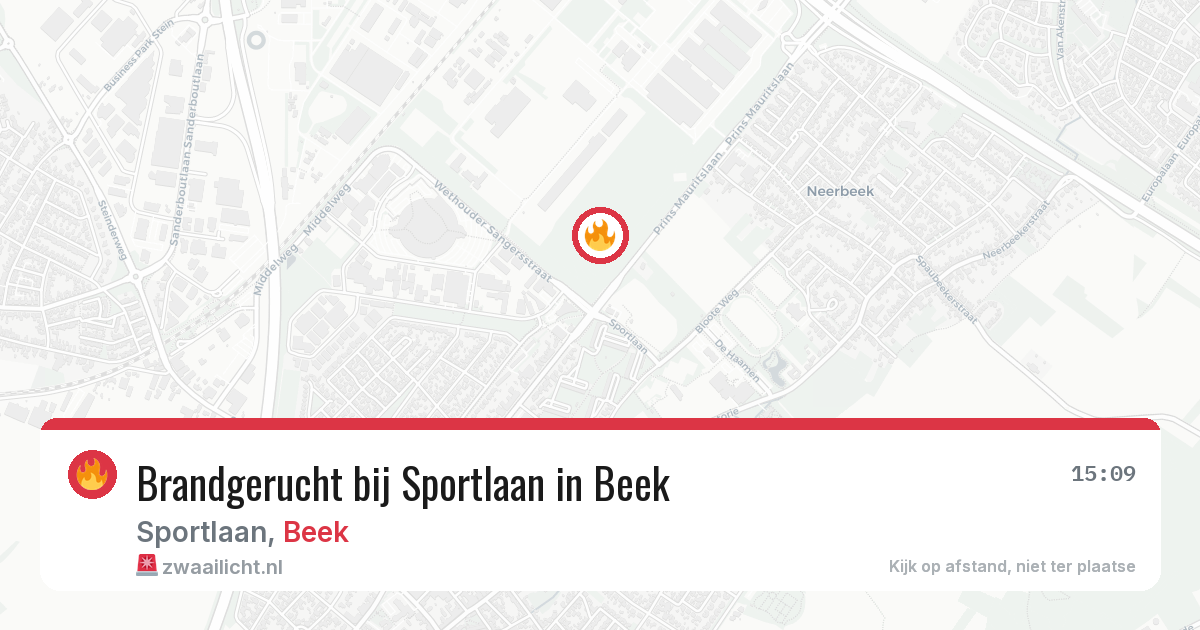 Brandgerucht bij Sportlaan in Beek — 28 jul 2026