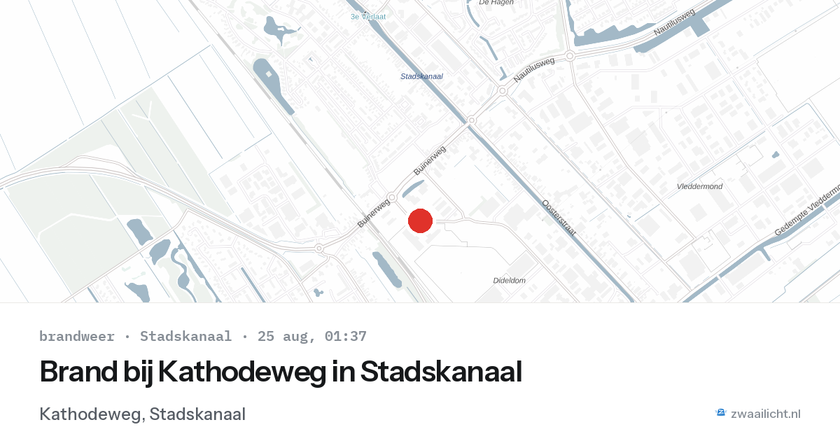 Brand bij Kathodeweg in Stadskanaal — 24 aug 2026