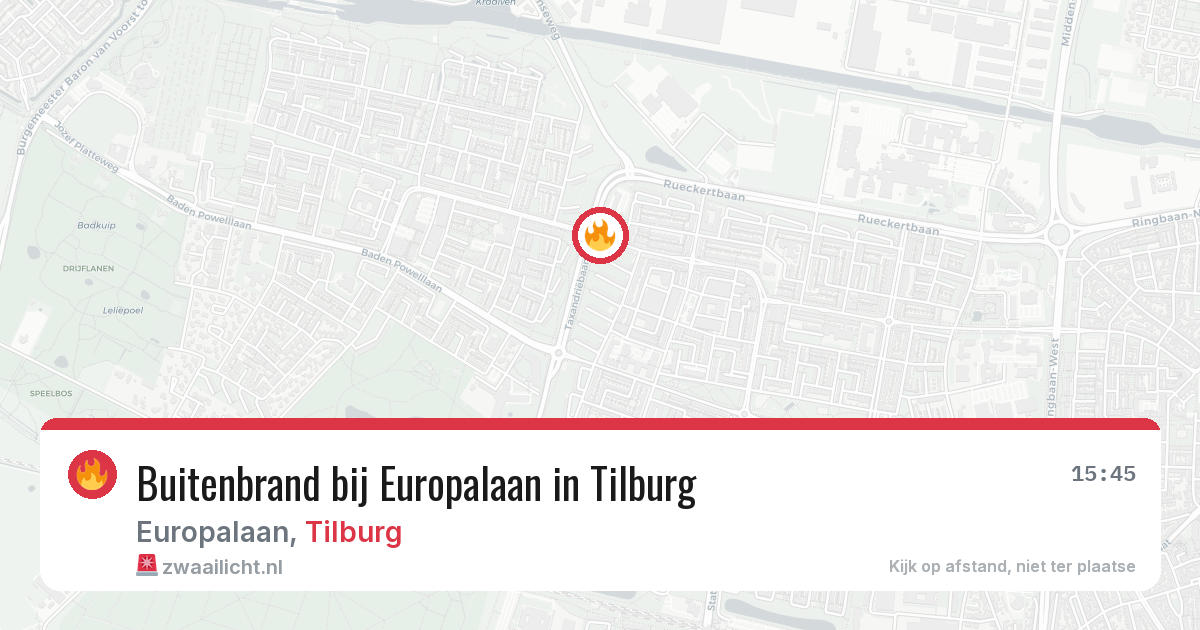 Buitenbrand bij Europalaan in Tilburg — 6 jul 2026