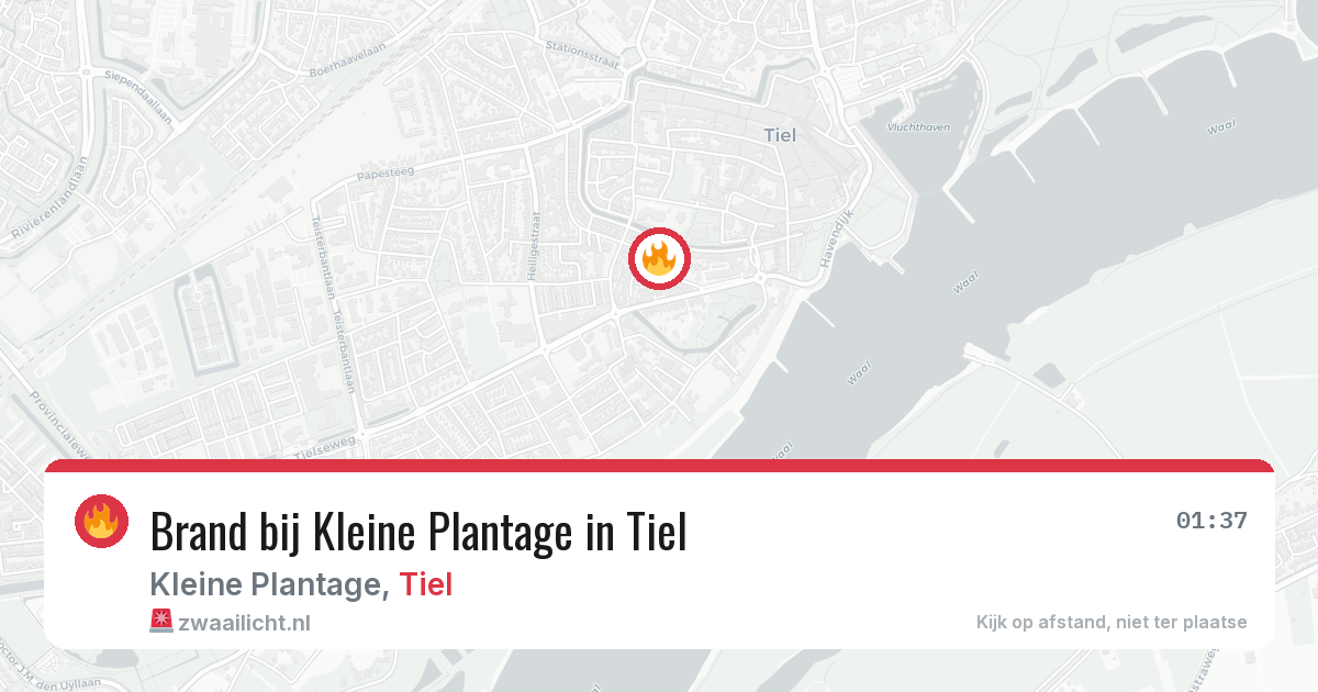 Brand bij Kleine Plantage in Tiel — 6 aug 2026