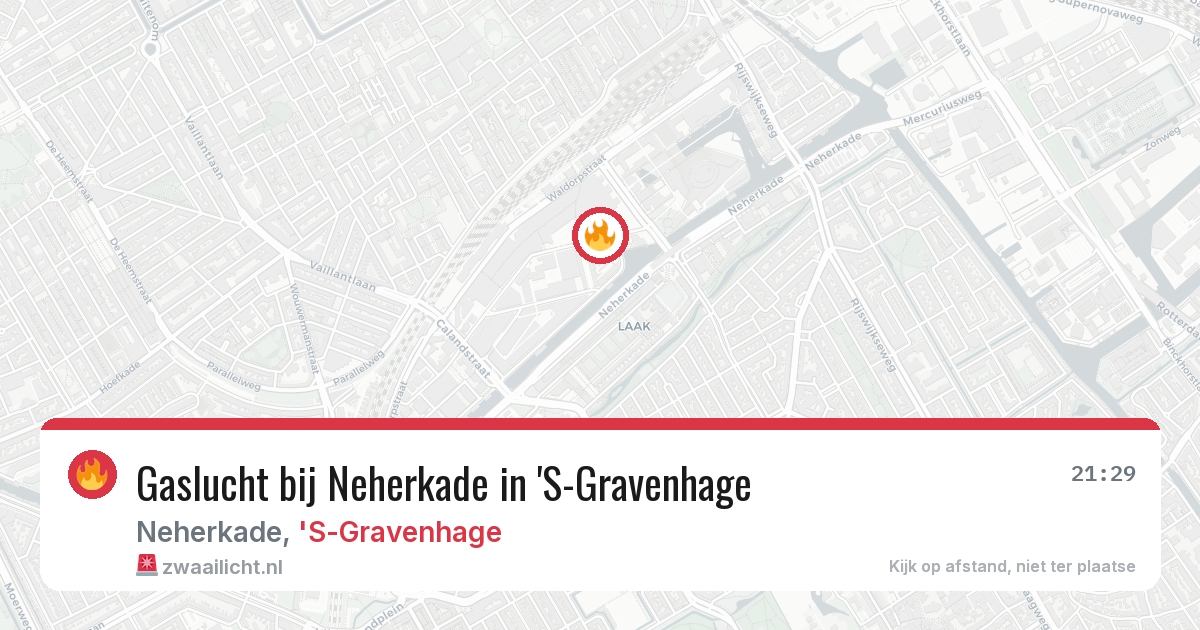 Gaslucht bij Neherkade in 'S-Gravenhage — 25 jul 2026