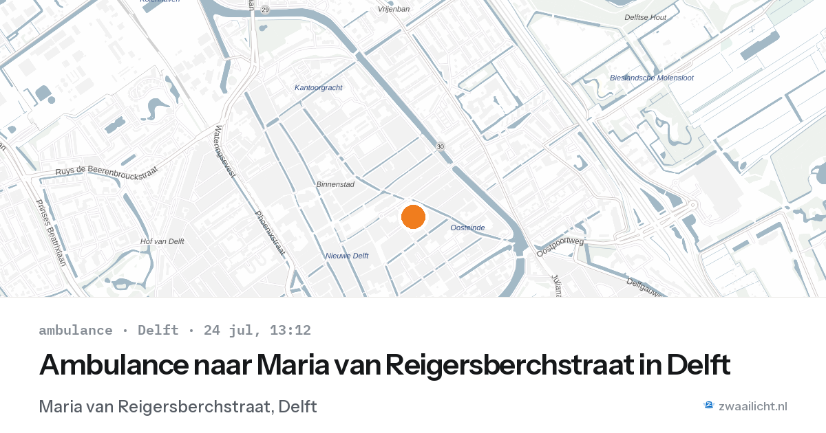 Ambulance naar Maria van Reigersberchstraat in Delft — 24 jul 2026