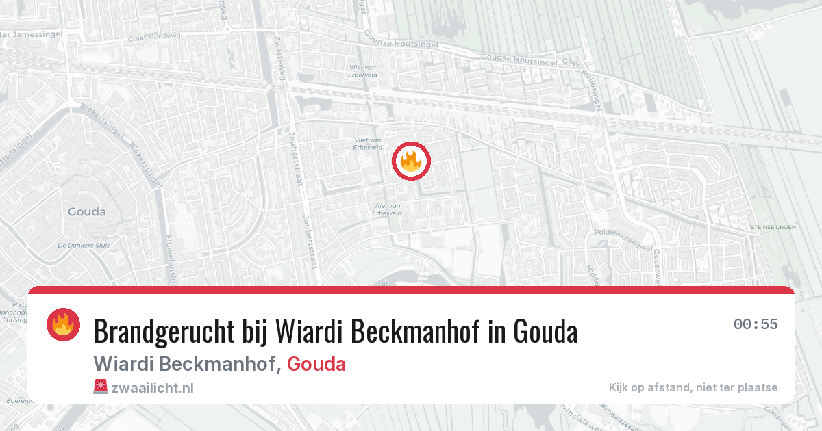 Brandgerucht bij Wiardi Beckmanhof in Gouda — 14 mei 2026