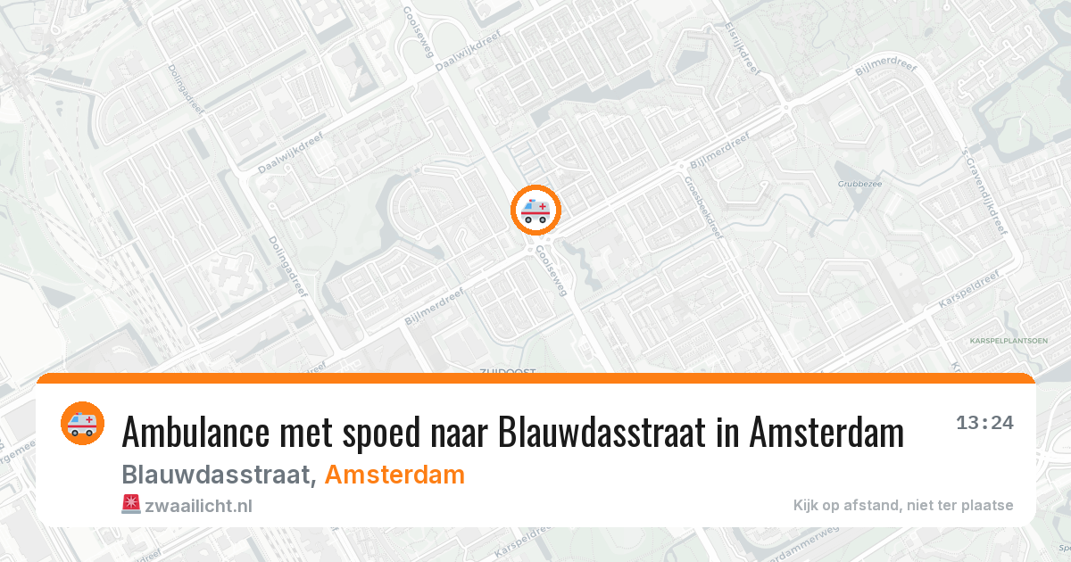 Ambulance met spoed naar Blauwdasstraat in Amsterdam — 14 aug 2026