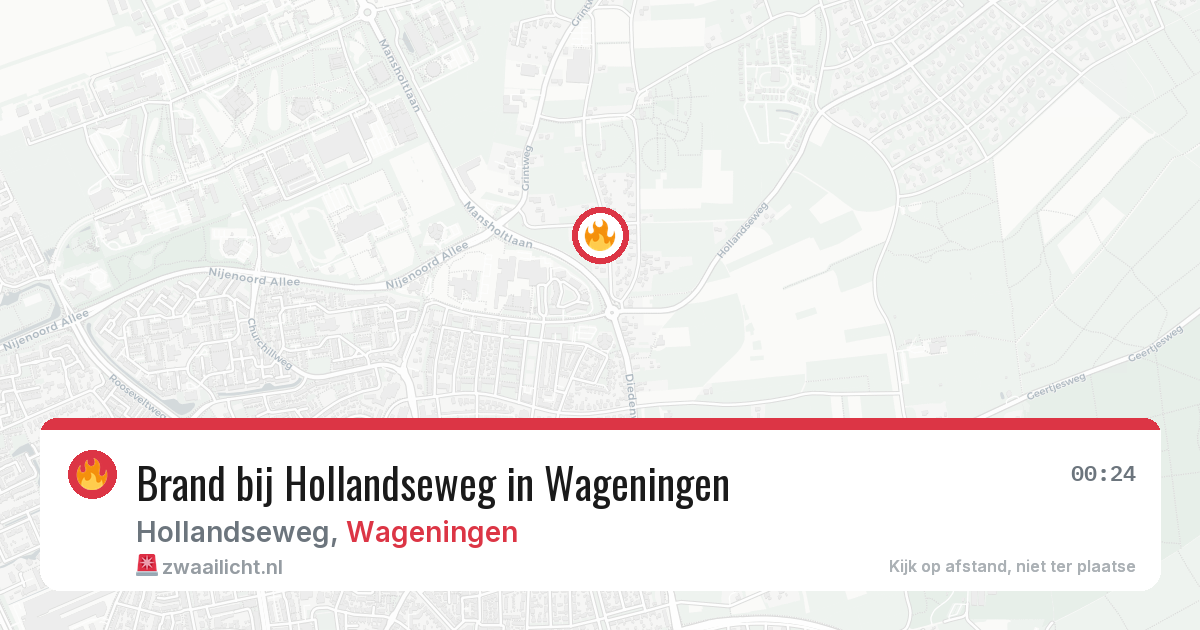 Brand bij Hollandseweg in Wageningen — 11 apr 2026