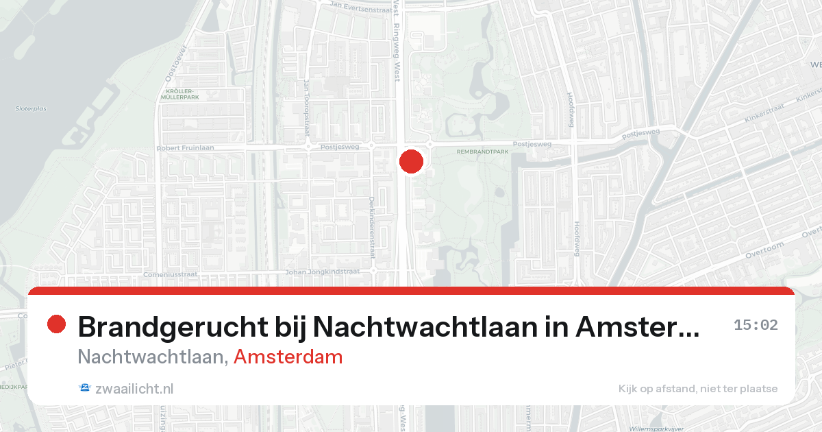 Brandgerucht bij Nachtwachtlaan in Amsterdam — 17 aug 2026