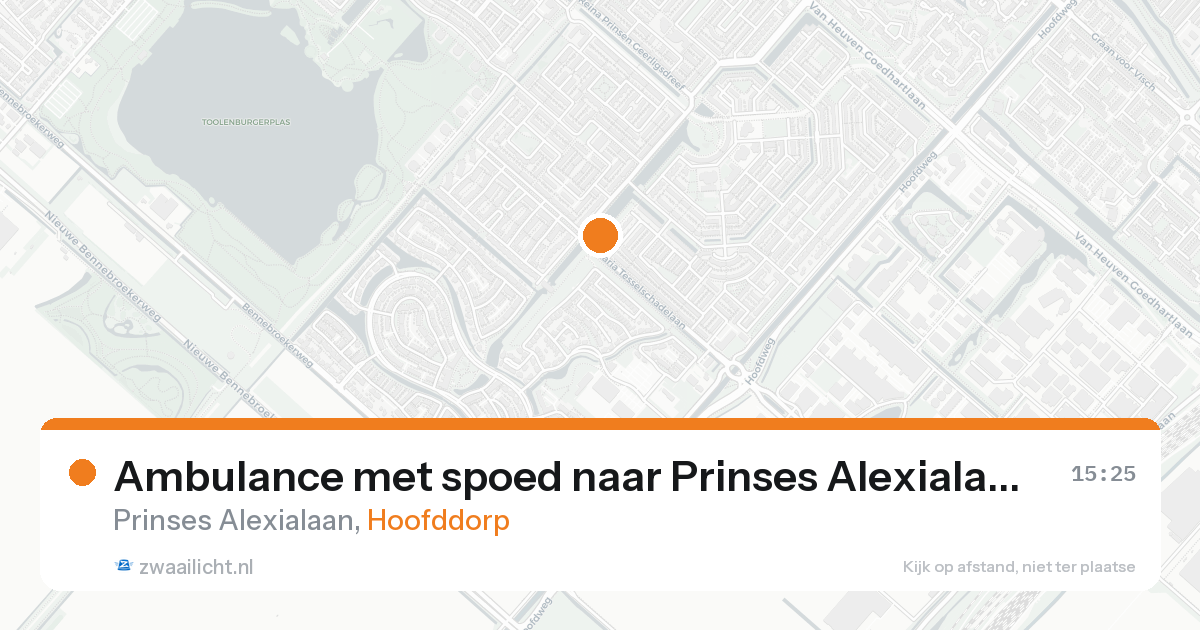Ambulance met spoed naar Prinses Alexialaan in Hoofddorp — 23 aug 2026