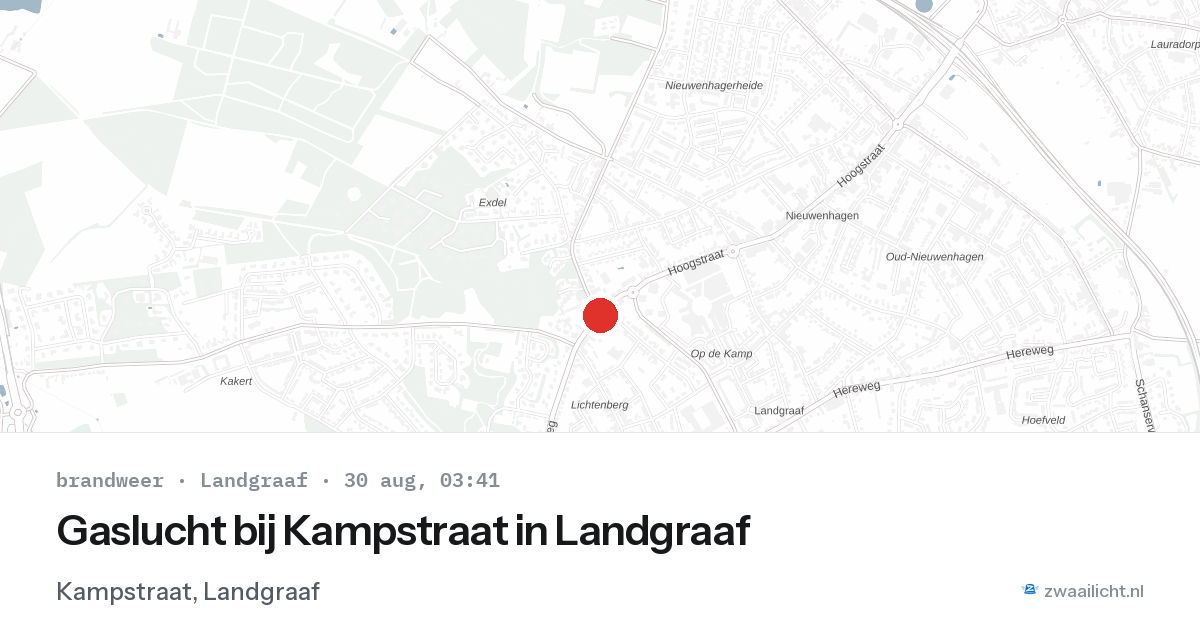 Gaslucht bij Kampstraat in Landgraaf — 30 aug 2026