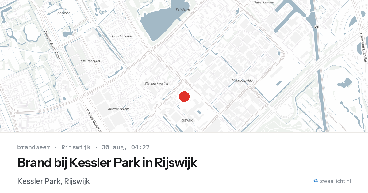Brand bij Kessler Park in Rijswijk — 30 aug 2026