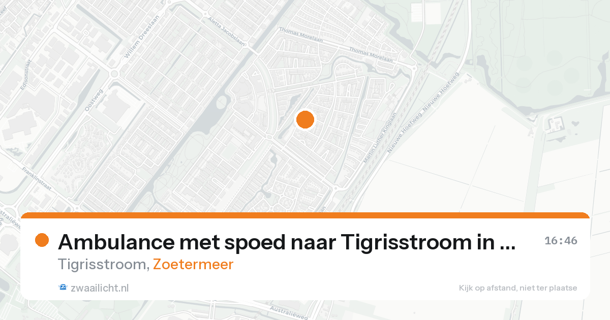 Ambulance met spoed naar Tigrisstroom in Zoetermeer — 25 aug 2026