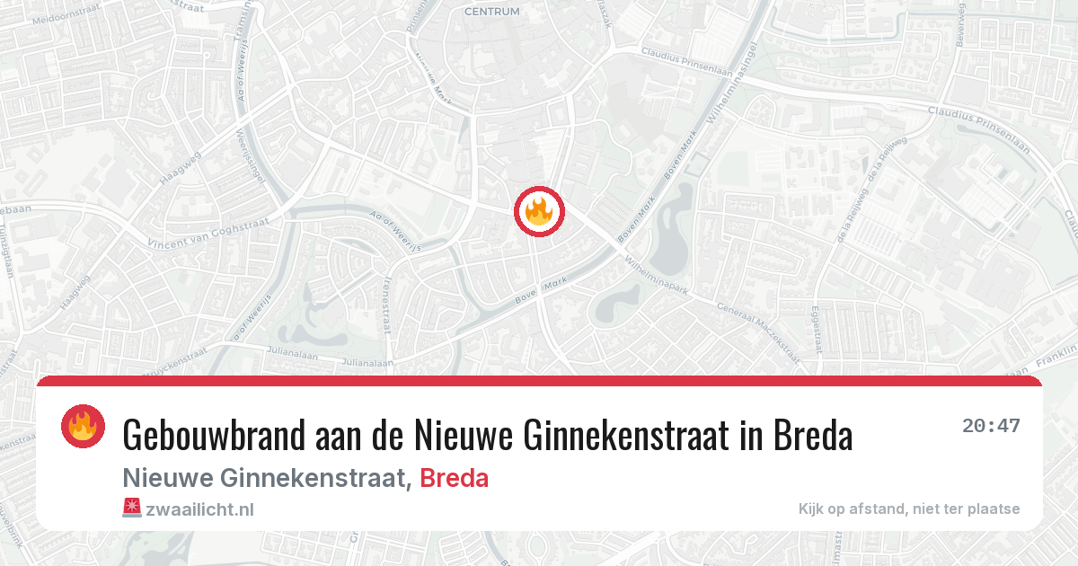 Gebouwbrand aan de Nieuwe Ginnekenstraat in Breda — 7 aug 2026