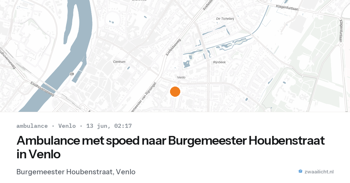 Ambulance met spoed naar Burgemeester Houbenstraat in Venlo — 13 jun 2026
