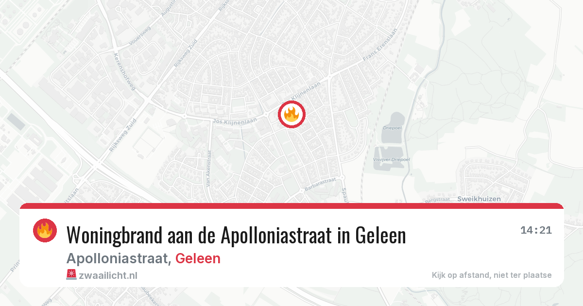 Woningbrand aan de Apolloniastraat in Geleen — 16 apr 2026