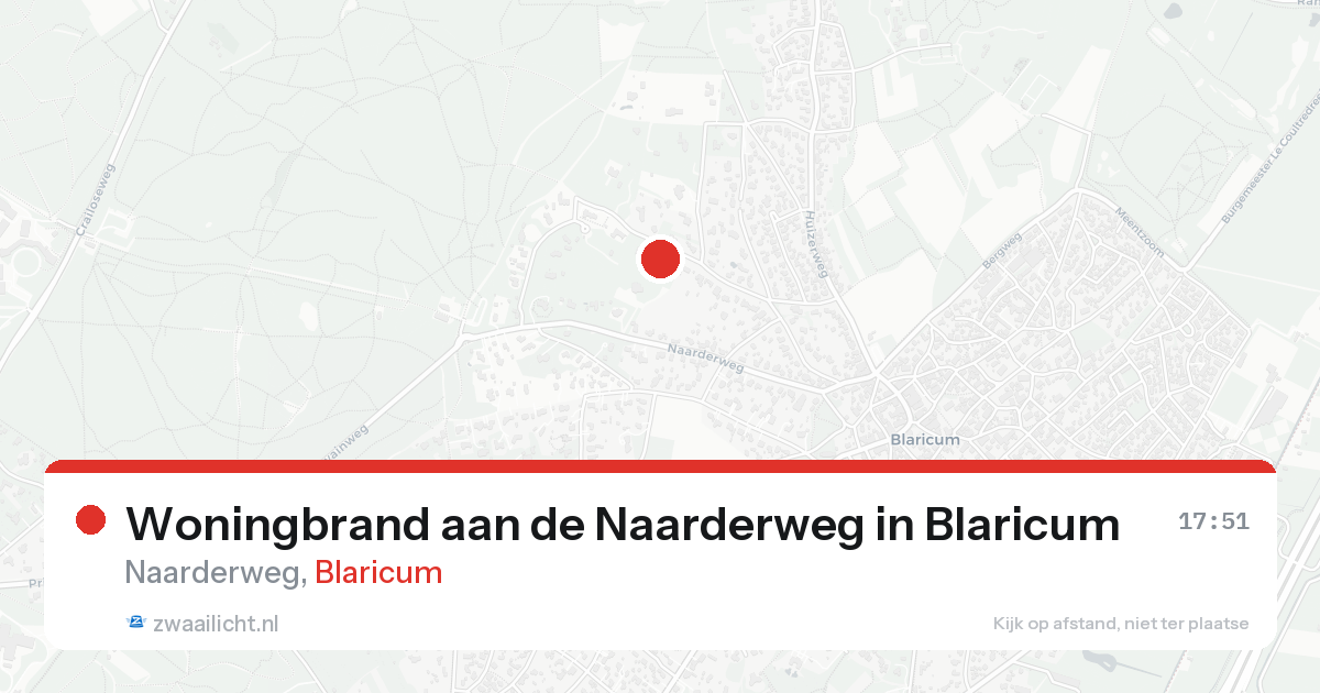 Woningbrand aan de Naarderweg in Blaricum — 23 aug 2026