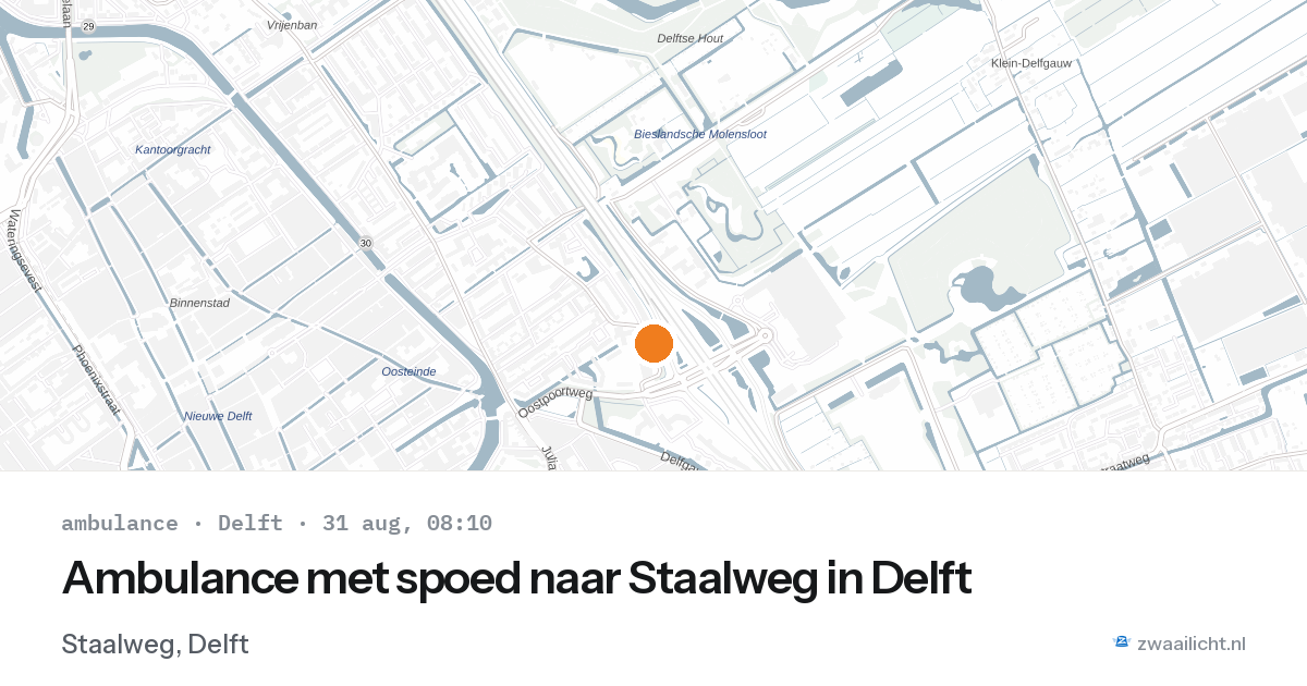 Ambulance met spoed naar Staalweg in Delft — 31 aug 2026
