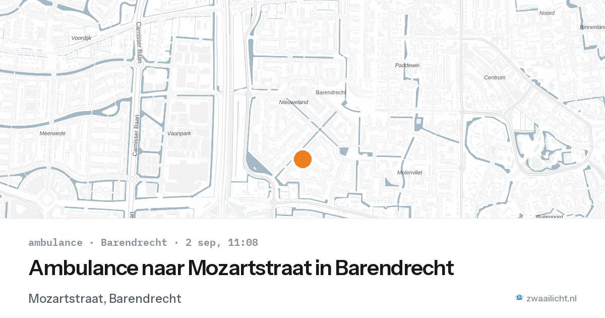 Ambulance naar Mozartstraat in Barendrecht — 2 sep 2026