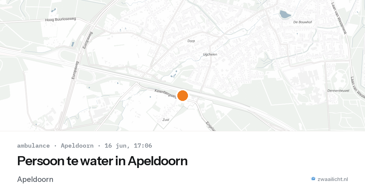 Persoon te water in Apeldoorn — 16 jun 2026