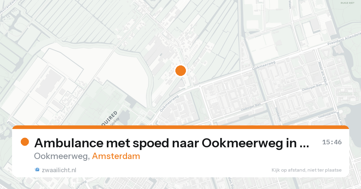 Ambulance met spoed naar Ookmeerweg in Amsterdam — 25 aug 2026