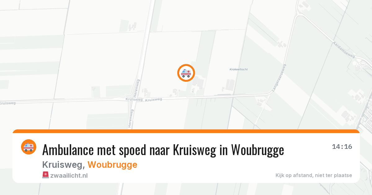 Ambulance met spoed naar Kruisweg in Woubrugge — 28 mei 2026