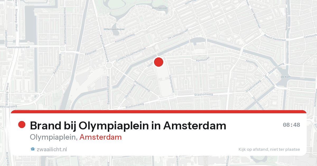 Brand bij Olympiaplein in Amsterdam — 25 aug 2026